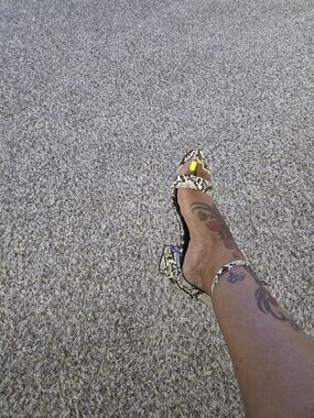 Snake-Print Open-Toe Block Heel Sandals - Women